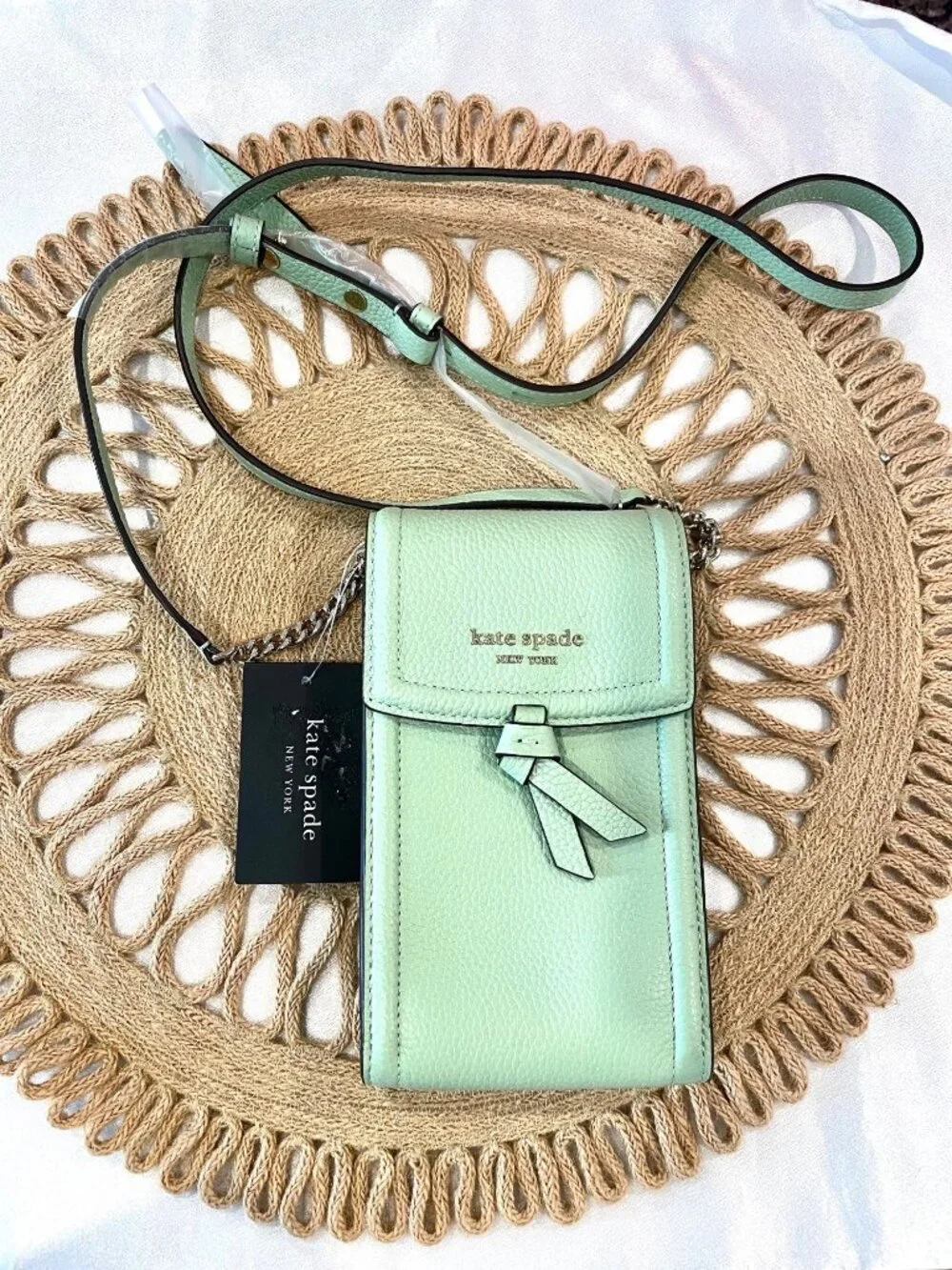 NWT Kate Spade New York Knott North South Photo Crossbody K6376 BeachGlass Green